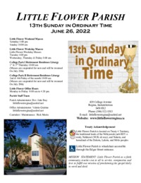 June 25&26 13th Sunday in Ordinary Time